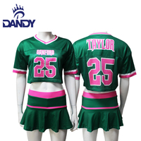 Haut court de cheerleading en maille vert rose SANFORD 25, jupe plissée, uniforme de cheerleading, logo personnalisé, numéro, tenue d'entraînement pour équipe féminine