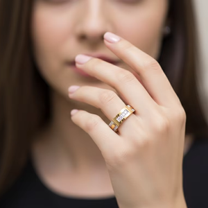 Luxury <b>Gold</b> Women's Wedding Band Rectangular Channel <b>Set</b> Diamond <b>Ring</b> Custom Hip Hop Jewelry - Product Image 1