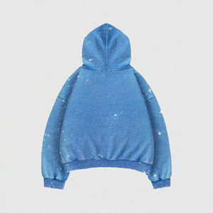 Sudadera con capucha de invierno de alta calidad, personalizada, de diseñador, extragrande, con cremallera y pedrería, de forro polar, transpirable, estilo urbano - Product Image 2