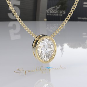 Georgian Cut Moissanite 14K <b>Solid</b> <b>Gold</b> IGI Certified Rhodium Plated Luxury <b>Pendant</b> Necklace for Women - Product Image 5