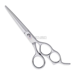 Ciseaux de barbier professionnels en acier inoxydable de 6,5 pouces avec manche à triple perforation, lame fixe à crochet et bord de coupe lisse - Product Image 1