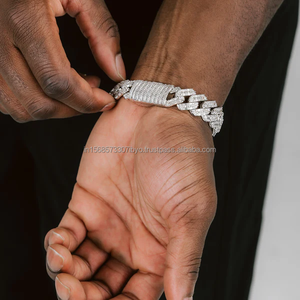 14mm High Quality Customize Sterling Silver Vvs Moissanite Round and <b>Baguette</b> Diamond Iced Out Hip Hop Bling Cuban Link <b>Bracelet</b> - Product Image 4