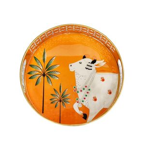 En gros, ensemble de plateaux et pots en corne Pichwai, faits main, au toucher réel, motif animalier indien, pour cadeau de remerciement - Product Image 5