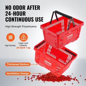 Set di 12 Cesti per la Spesa in Plastica Resistente da 24L con Manico e Supporto, Portatili, 42,4 x 29,5 x 22,5 cm - Product Image 3