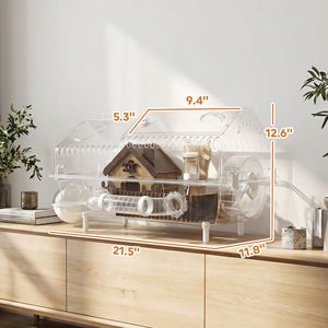 Gabbia media per criceti con ruota grande e nascondiglio, 54,6 cm x 30 cm x 32 cm, trasparente, con accessori, taglia XS - Product Image 2
