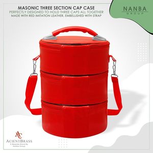 NANBA GROUP Étui de transport pour casquette maçonnique à trois sections, en similicuir rouge, sac de rangement de voyage, bandoulière réglable double - Product Image 2