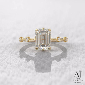Anillo de Compromiso de Moissanita con Corte Esmeralda en Oro Rosa, Anillo de Boda de Plata 925 para Mujer, Regalo de Aniversario - Product Image 4