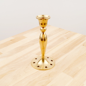 Elegant <b>Gold</b> Brass <b>Candlestick</b> <b>Holder</b> with Star Cutout Base, Vintage Decorative Candle Stand for Home & Table Decor - Product Image 6
