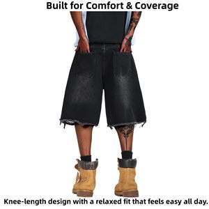 Men's Black Floral Embroidered Denim <b>Shorts</b> Street Style Mid Waist Button Fly <b>Woven</b> Cotton <b>Shorts</b> Sialkot Made <b>Shorts</b> - Product Image 5
