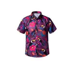 เสื้อฮาวายชายแบบสั่งทำพิเศษ แขนสั้น พิมพ์ลายแบบซับลิเมชั่น ระบายอากาศได้ดี เสื้อเชิ้ตชายหาดแบบลำลองติดกระดุม พร้อมเสื้อ OEM 2025 - Product Image 5