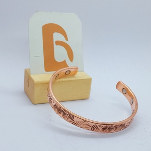 Vintage <b>Copper</b> Alloy Cuff <b>Bracelet</b> With Spiral Pattern Unisex Jewelry Antique Finish - Product Image 3