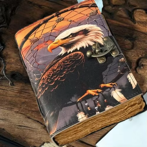 Bald Eagle Printed Leather Journal Classic Spell Book Shadows Deckle Edge Paper Notebook Handmade - Product Image 4