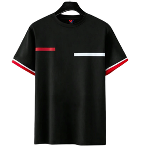 เสื้อยืดแขนสั้นสีดำสำหรับผู้ชาย คอกลม พิมพ์ลายตัวอักษร ลายทาง สไตล์ลำลอง สตรีทแวร์ รับสกรีนโลโก้ เสื้อยืดใส่ได้ทุกวัน สั่งซื้อจำนวนมาก - Product Image 4