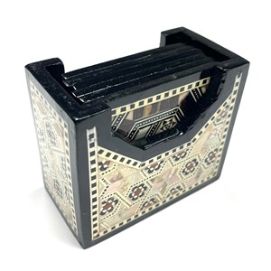 Dispensador de cinta adhesiva de madera de Sheesham con incrustaciones de nácar |   Artesanía al por Mayor - Product Image 1