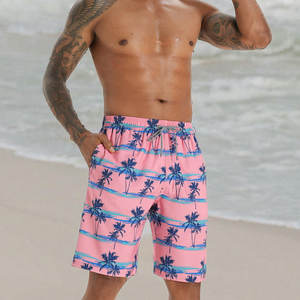 Short de bain décontracté pour homme, coupe ajustée, séchage rapide, taille mi-haute, avec cordon de serrage, imperméable, poches, doublure en maille, couleur unie - Product Image 2