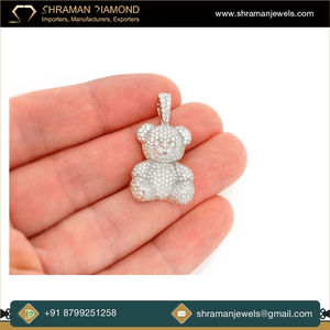 Collar con Colgante de Oso de Peluche Personalizado, Chapado en Oro sobre Plata 925, Joyería Hip Hop Moderna con Moissanita, Regalos Unisex - Product Image 5