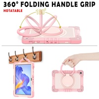 Étui de tablette portable rotatif circulaire résistant aux chocs et aux chutes pour filles et femmes, rose mignon, pour Honor X8/Honor X6/X8 Lite