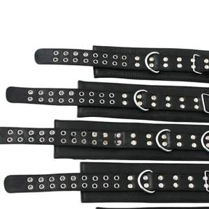 Heavy Duty <b>Leather</b> Wrist Cuffs with <b>Rivets</b> and D Rings - Product Image 6