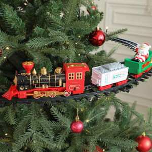 360 °   Adornos Navideños Giratorios con Trineo <span class=keywords><strong>de</strong></span> Santa Claus, <span class=keywords><strong>Tren</strong></span> <span class=keywords><strong>El</strong></span>éctrico Reutilizable y Set <span class=keywords><strong>de</strong></span> Decoración <span class=keywords><strong>para</strong></span> Árbol <span class=keywords><strong>de</strong></span> <span class=keywords><strong>Navidad</strong></span>, Regalos Navideños - Product Image 1