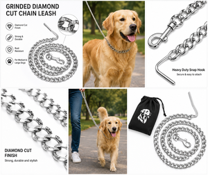 Grinded Diamond Cut Chain <b>Dog</b> <b>Leash</b> OEM ODM Custom Logo Heavy Duty Metal Pet <b>Leash</b> Direct Manufacturer - Product Image 5