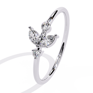 Bague de fiançailles en platine pour femme avec diamant taille marquise et pierres latérales rondes, certifiée GIA, style romantique - Product Image 2