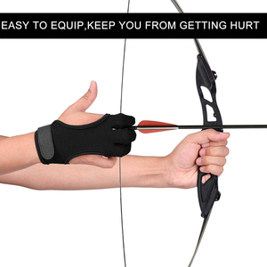 Gant de tir à l'arc en cuir à 3 doigts, protection réglable avec fermeture Velcro pour le poignet, équipement de chasse et de tir pour arc classique, vente en gros - Product Image 4