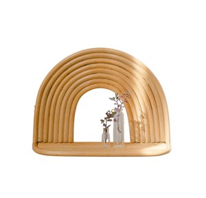 Étagère murale vintage en rotin arc-en-ciel, étagère flottante en bambou courbé, 1 niveau, décoration pour chambre d'enfant, petit porte-pot de fleurs - Product Image 1