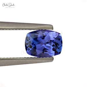 Pierre précieuse tanzanite bleue facettée de forme coussin, 3,49 CTW, la plus populaire, pour la création de bijoux fins faits à la main, au prix d'usine. - Product Image 2