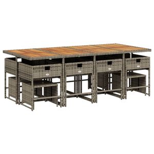 Set da Giardino Grigio per 12 Persone con Struttura in Legno Massello e Base in Acciaio, Design Contemporaneo per Patio e Terrazza - Product Image 5