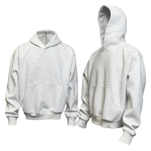 เสื้อฮู้ดดี้ผู้ชายทรงโอเวอร์ไซส์แบบครอป ปรับแต่งได้ น้ำหนัก 480 กรัม ทรงปกติ ไหล่ตก ใส่ได้ในฤดูหนาว สีพื้น ด้านหน้าเรียบง่าย ไม่มีเชือกผูก - Product Image 4
