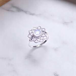 Top Quality Fine Jewelry Handmade Lotus Design <b>Rings</b> 925 Sterling Silver <b>Turquoise</b> Gemstone Flower Shape <b>Rings</b> - Product Image 3