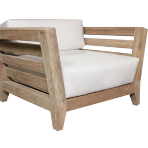 Chaise longue d'extérieur ou d'intérieur en teck, design moderne avec coussin - Durable et polyvalente - Product Image 1