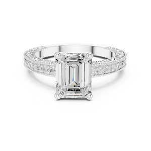 Anillo de Oro Sólido de 10K, 14K, 18K con Diamante Cultivado en Laboratorio de Corte Esmeralda de 2 Quilates, Anillos de Compromiso, Boda y Aniversario - Product Image 5