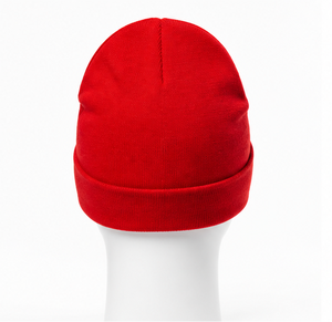 Custom Embroidered Red Beanie Hat Unisex Acrylic <b>Winter</b> <b>Cap</b> Casual Solid Color Cuffed Own Design With Logo Jacquard - Product Image 4