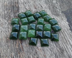 Pierre précieuse en jade néphrite naturel, cabochon carré, dos plat, calibrée, pierre en vrac pour la fabrication de bijoux, fournisseur en gros - Product Image 1