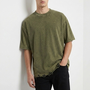 Men's Washed Vintage Oversized Distress T-<b>Shirt</b> Heavy Cotton Casual Boxy Streetwear Eco-Friendly Breathable Fashion Tee - Product Image 4