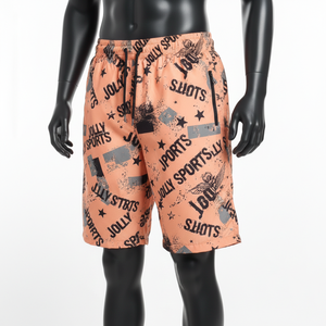 Pantalones cortos cortavientos de microfibra de poliéster de 110 GSM para hombre, color melocotón y negro, sublimación completa, logotipo personalizado, ajuste cómodo. - Product Image 4