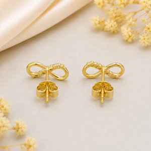 Gold <b>Infinity</b> <b>Earrings</b> Brilliant Cut Diamonds Minimalist Design Women Everyday Wear Wedding Gift Rhodium Plated 10K 14K 18K 925 - Product Image 2