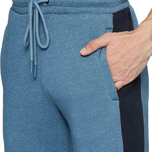 Ensemble de survêtement sportif pour homme 2026, bleu, avec blocs de couleur, fermeture éclair intégrale, col montant, poches latérales, respirant, en polyester et coton - Product Image 5