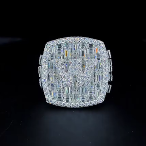 <b>Mens</b> 925 <b>Silver</b> Lab Grown Diamond Baguette <b>Ring</b> Iced Square <b>Signet</b> Statement <b>Ring</b> Luxury Fashion Jewellery Gift - Product Image 5