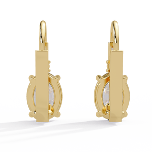 Pendientes Huggie Personalizados con Diamante Ovalado Cultivado en Laboratorio, Oro Puro de 14K, Pendientes Colgantes con Acento Redondo, Regalo de Aniversario, Joyería Fina - Product Image 4