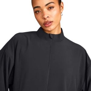 <b>Black</b> Womens Polyester <b>Windbreaker</b> Jacket Custom Logo Letter Print Full Zip High Neck Lightweight Outdoor Streetwear OEM Apparel - Product Image 5
