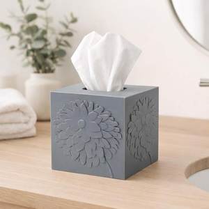 Luxury Wooden Acrylic Tissue <b>Box</b> Cover with Gold Rim Napkin Holder Home Decor Set - Product Image 2