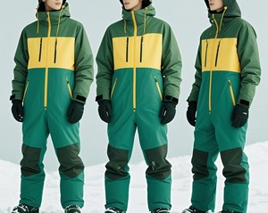 Combinaison de ski et de snowboard imperméable pour homme, couleur gris et rouge, à blocs de couleur, avec capuche, fermeture éclair, isolation synthétique, technologie Gore-Tex - Product Image 6