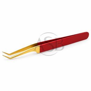 45 Degree Angle <b>Red</b> Gold Lash Tweezer Stainless Steel Fine Tip Dual <b>Tone</b> Professional Beauty Instrument OEM - Product Image 6