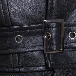 Blouson Moto Décontracté Homme en Cuir PU Noir avec Manches à Lacets, Fermeture Éclair, Col Rabattu, Coupe Slim, Respirant, Idéal pour l'Automne - Product Image 6
