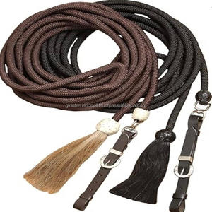 Custom Wholesale Durable <b>Nylon</b> Polyester Horse Racing Halter Lead <b>Rope</b> Rein Set with Nickel Plated Brass Snap Hook - Product Image 3