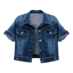 Women's Light Blue <b>Denim</b> <b>Jacket</b> Long Sleeve <b>Crop</b> Top Casual Stonewashed Button Front Winter Vintage Breathable Wear - Product Image 4
