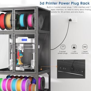 Armadio per Stampante 3D a Doppio Strato con Barra Portafilamento a T, Design Antirumore e Antipolvere, Supporto per Accessori per Stampante 3D - Product Image 1
