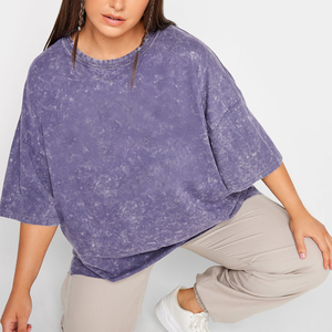 Camiseta de Algodón con Lavado Ácido para Mujer, Corte Holgado, Estilo Casual Vintage, para Usar en Verano - Product Image 3